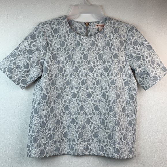 Vintage Brooks Brothers dove gray & lace back zip top elegant professional EUC - Picture 3 of 9